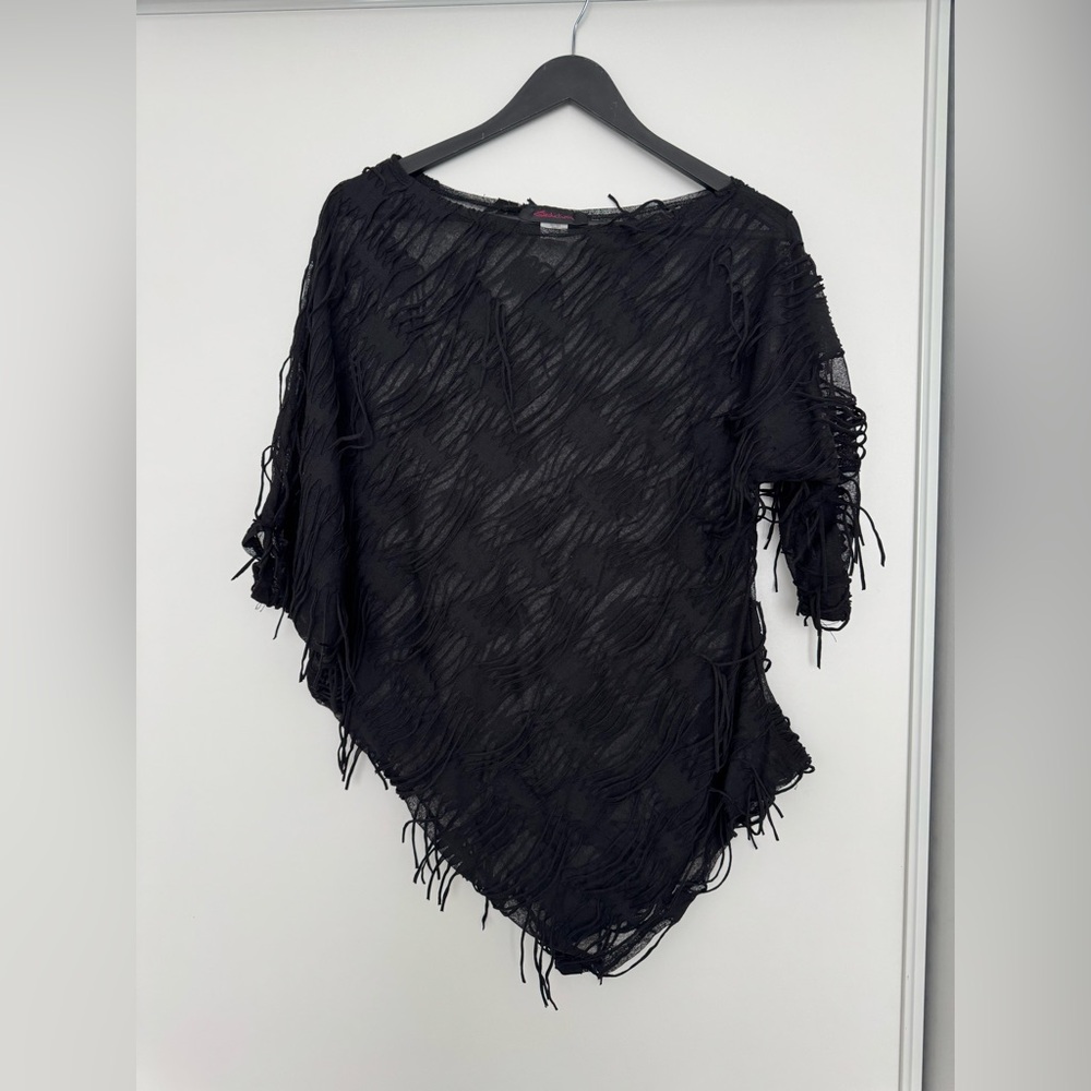 Asymmetrical off shoulder see through tunic - S